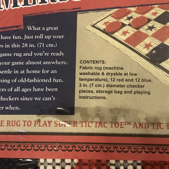 Jumbo Checkers Set 3-in-1 Tic Tac Toe Game with 24 Checker Pieces Reversible - Picture 2 of 6